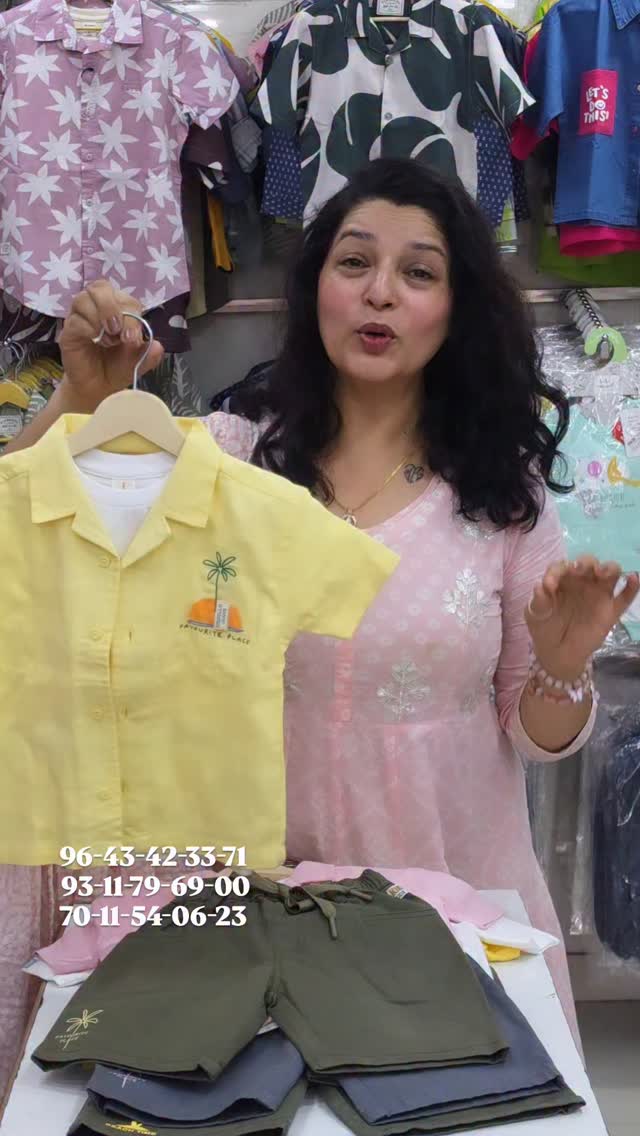 Muslin shirt with soft denim shorts. 
Size 6 months to 3/4 years.