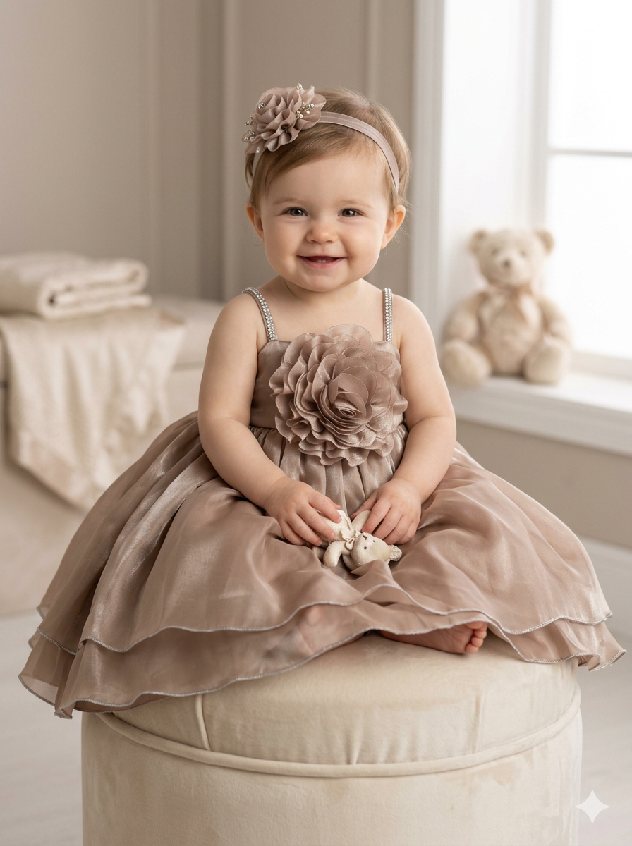 Blush Frock with Hairband for Baby Girls