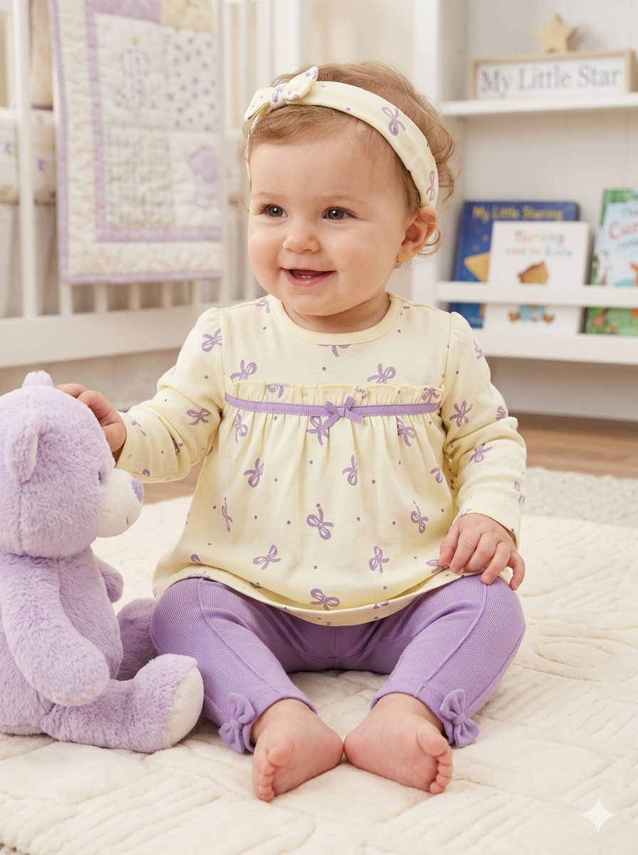 Baby Girls' Full-Sleeve Frock Set