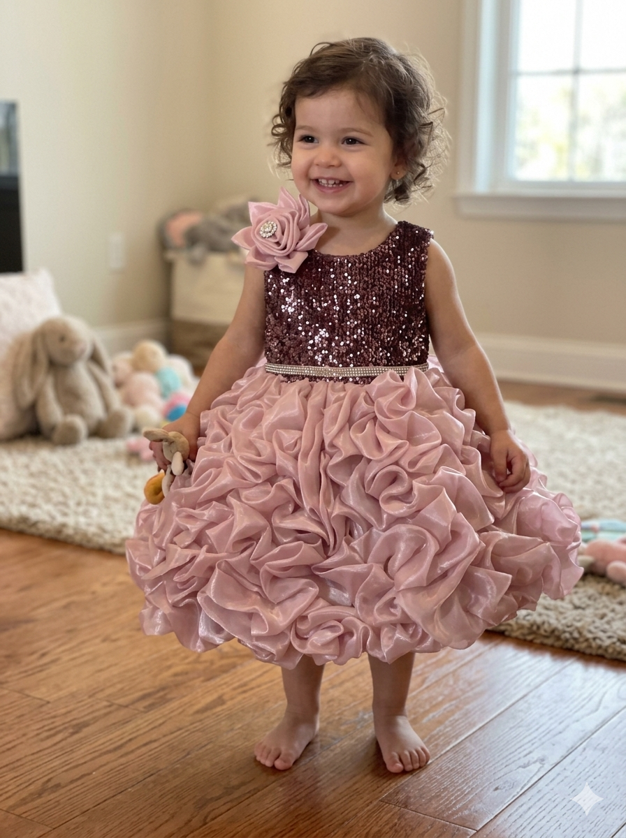 Girls' Peach Casual Frock